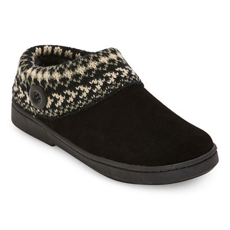 Clarks Of England Clarks Suede Woven With Indoor/outdoor Outsole Womens Clog Slippers In Black