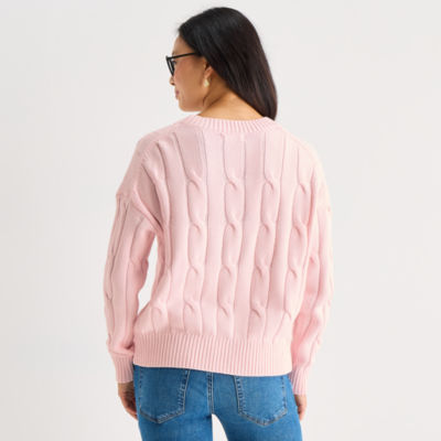 Arizona Juniors Womens Crew Neck Long Sleeve Pullover Sweater