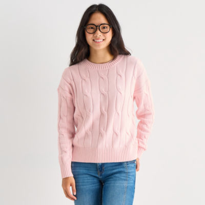 Arizona Juniors Womens Crew Neck Long Sleeve Pullover Sweater