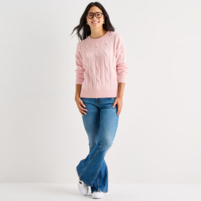 Arizona Juniors Womens Crew Neck Long Sleeve Pullover Sweater