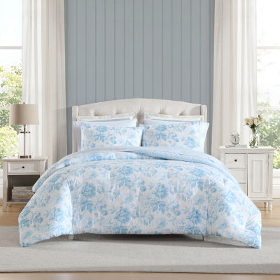 Laura Ashley Anja Textured Toile Easy Care Complete Bedding Set with Sheets