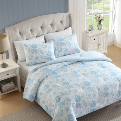 Laura Ashley Anja Textured Toile Easy Care Complete Bedding Set with Sheets