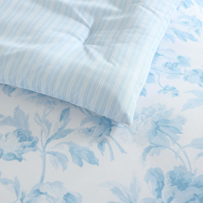 Laura Ashley Anja Textured Toile Easy Care Complete Bedding Set with Sheets