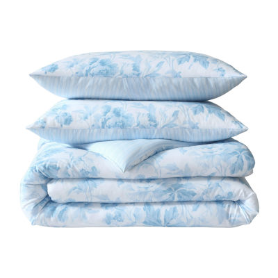 Laura Ashley Anja Textured Toile Easy Care Complete Bedding Set with Sheets