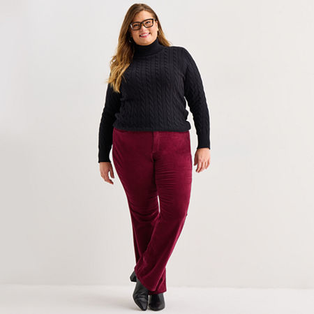 St. John's Bay Womens Plus Mid Rise Bootcut Corduroy Pant In Red