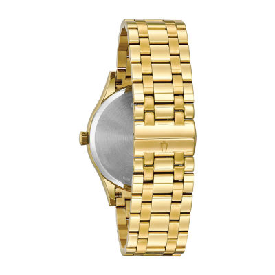 Bulova Classic Mens Gold Tone Stainless Steel Bracelet Watch 97d108