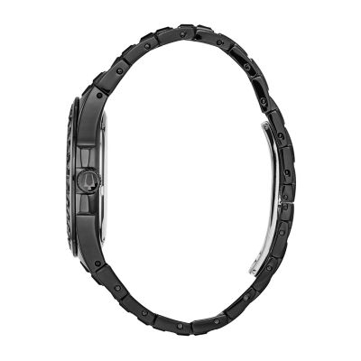 Bulova Phantom Mens Crystal Accent Black Stainless Steel Bracelet Watch 98a240