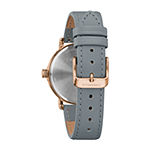 Caravelle Designed By Bulova Womens Gray Leather Strap Watch 44l257