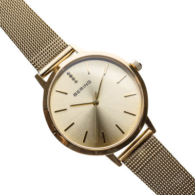 Bering Womens Gold Tone Stainless Steel Bracelet Watch 13434-333