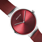 Bering Mens Red Stainless Steel Bracelet Watch 14539-303