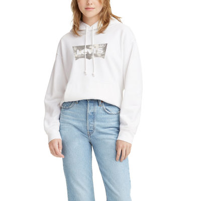 Levi's® Women's Long Sleeve Graphic Standard Hoodie Sweatshirt, Color:  Space Dye White - JCPenney