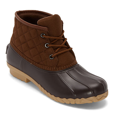 St. John's Bay Womens Denton Flat Heel Rain Boots, 8 Medium, Brown
