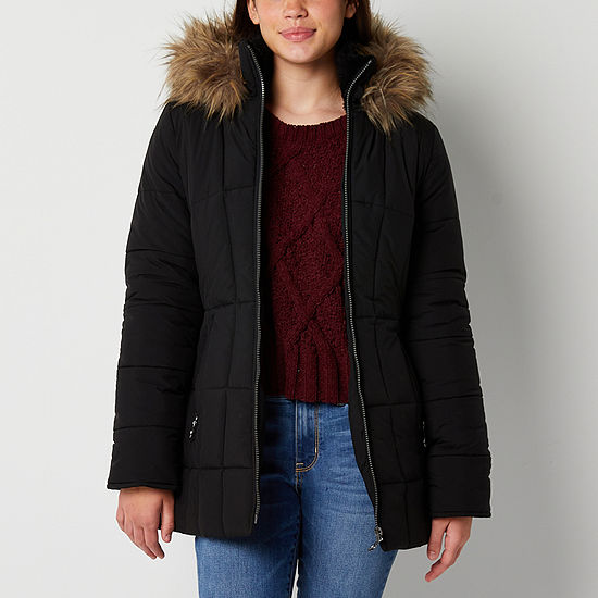 Maralyn And Me Hooded Heavyweight Puffer Jacket-Juniors, Color: Black ...