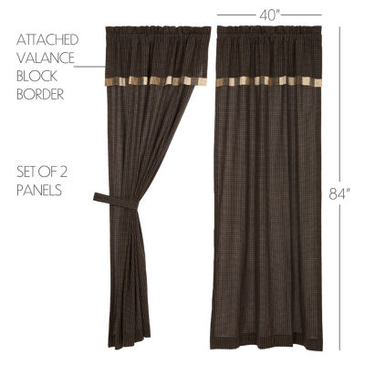 Vhc Brands Kettle Grove Block Light-Filtering Rod Pocket Set of 2 Curtain Panel