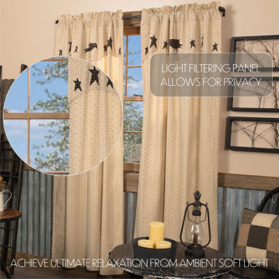 Vhc Brands Kettle Grove Crow Embellished Light-Filtering Rod Pocket Set of 2 Curtain Panel