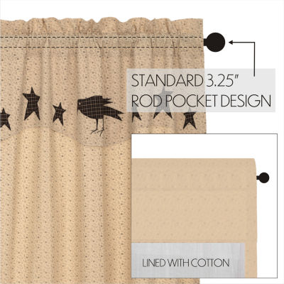 Vhc Brands Kettle Grove Crow Embellished Light-Filtering Rod Pocket Set of 2 Curtain Panel