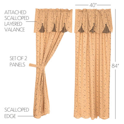 Vhc Brands Maisie Attach Scalloped Light-Filtering Rod Pocket Set of 2 Curtain Panel