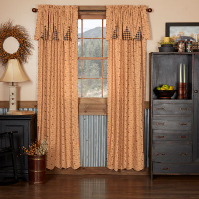 Vhc Brands Maisie Attach Scalloped Light-Filtering Rod Pocket Set of 2 Curtain Panel