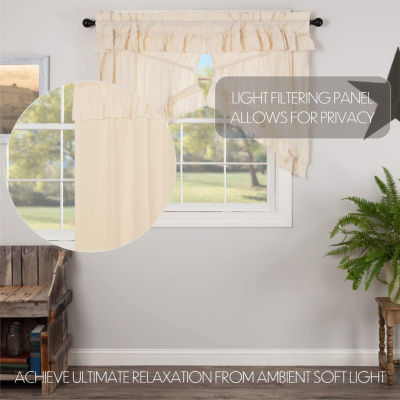 Vhc Brands Muslin Ruffled Prairie Swag Rod Pocket Tailored Valance