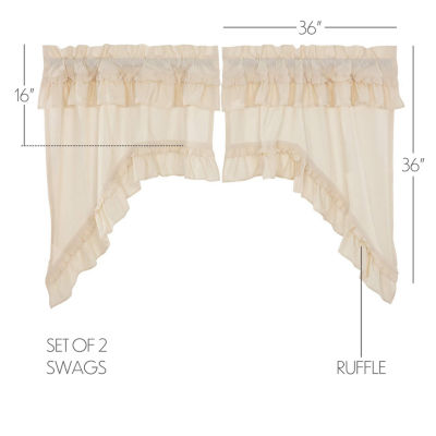 Vhc Brands Muslin Ruffled Swag Rod Pocket Tailored Valance