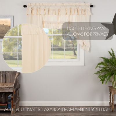 Vhc Brands Muslin Ruffled Swag Rod Pocket Tailored Valance