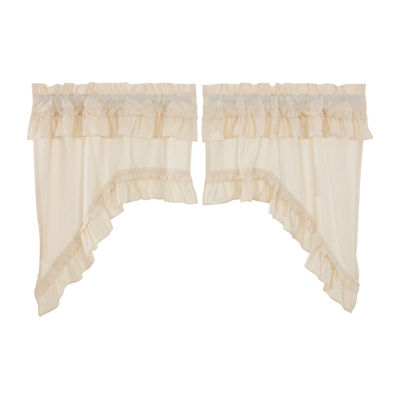 Vhc Brands Muslin Ruffled Swag Rod Pocket Tailored Valance