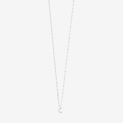 Silver Treasures Pave Initial Cubic Zirconia Sterling 18 Inch Singapore Pendant Necklace