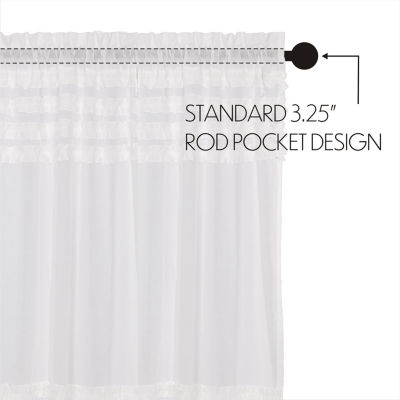 Vhc Brands Ruffle Sheer Petti Embellished Sheer Rod Pocket Set of 2 Curtain Panel