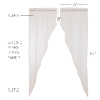 Vhc Brands Ruffle Sheer Petti Prairie Rod Pocket Embellished Sheer Set of 2 Curtain Panel
