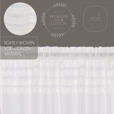 Vhc Brands Ruffle Sheer Petti Prairie Embellished Rod Pocket Set of 2 Curtain Panel