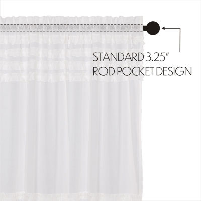 Vhc Brands Ruffle Sheer Petti Prairie Embellished Rod Pocket Set of 2 Curtain Panel