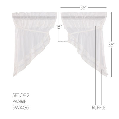 Vhc Brands Ruffle Sheer Petti Prairie Swag Rod Pocket Tailored Valance