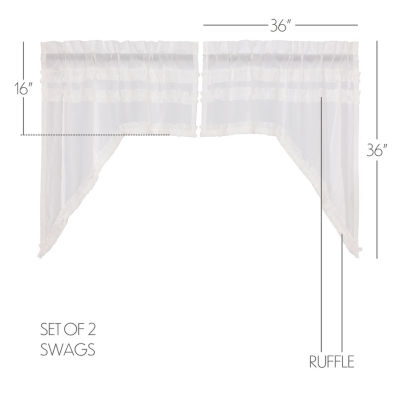 Vhc Brands Ruffle Sheer Petti Swag Rod Pocket Tailored Valance