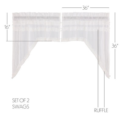 Vhc Brands Ruffle Sheer Petti Swag Rod Pocket Tailored Valances