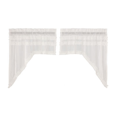 Vhc Brands Ruffle Sheer Petti Swag Rod Pocket Tailored Valances