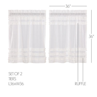 Vhc Brands Ruffle Sheer Petti 2-pc. Rod Pocket Window Tiers