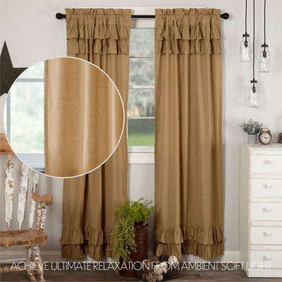 Vhc Brands Simple Life Ruffled Light-Filtering Rod Pocket Set of 2 Curtain Panel