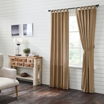 Vhc Brands Stitched Burlap Light-Filtering Tab Top Set of 2 Curtain Panel