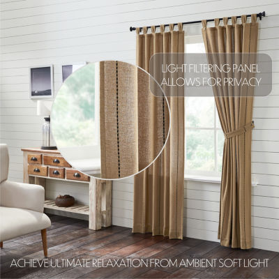 Vhc Brands Stitched Burlap Light-Filtering Tab Top Set of 2 Curtain Panel