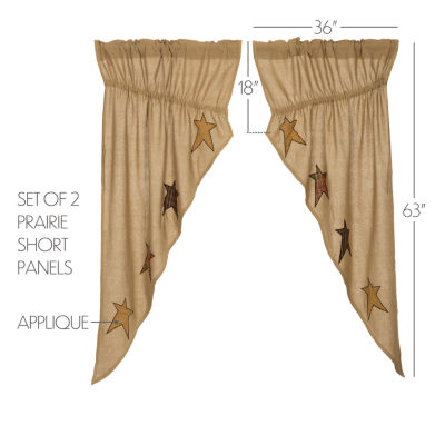 Vhc Brands Stratton Prairie Embellished Light-Filtering Rod Pocket Set of 2 Curtain Panel