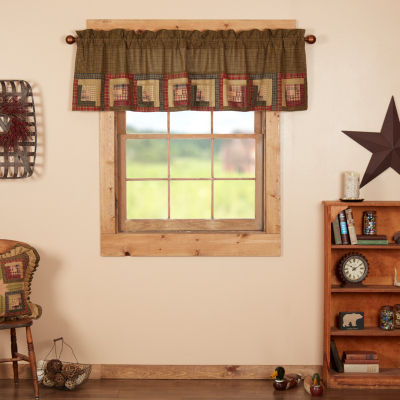 Vhc Brands Tea Cabin Block Border Rod Pocket Tailored Valances