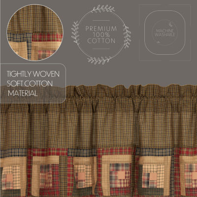 Vhc Brands Tea Cabin Block Border Rod Pocket Tailored Valances