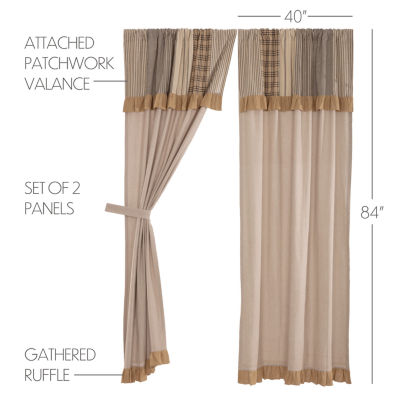 Vhc Brands Sawyer Attached Val Rod Pocket Light-Filtering Set of 2 Curtain Panel