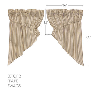 Vhc Brands Sawyer Ticking Prairie Swag Rod Pocket Tailored Valances