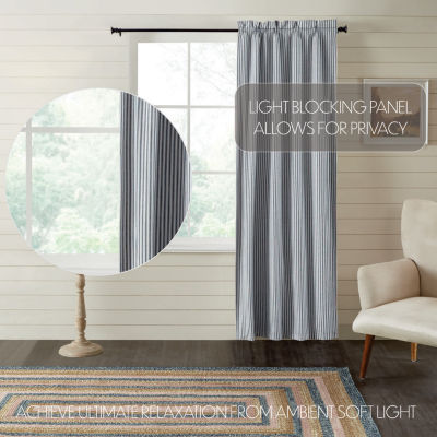 Vhc Brands Sawyer Ticking Rod Pocket Blackout Single Curtain Panel