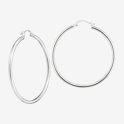 Silver Treasures Sterling Silver Round Hoop Earrings