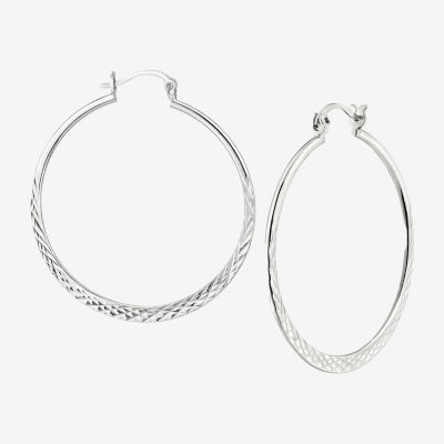 Sterling Silver Large Polished Hoop Earrings