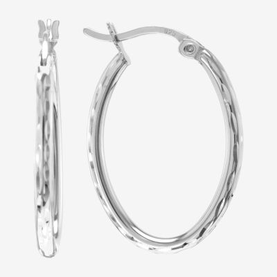 Sterling Silver Wire Triangle Hoop Earrings 50x10mm