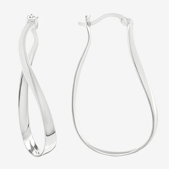 Silver Treasures Twisted Sterling Silver Oval Hoop Earrings - JCPenney