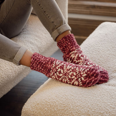 Muk Luks Chenille Cabin Womens 1 Pair Slipper Socks